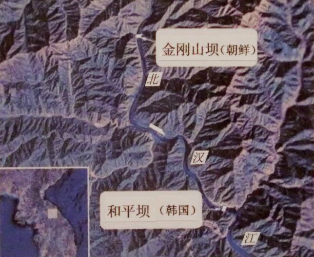 金剛山壩與和平壩的衛星照片