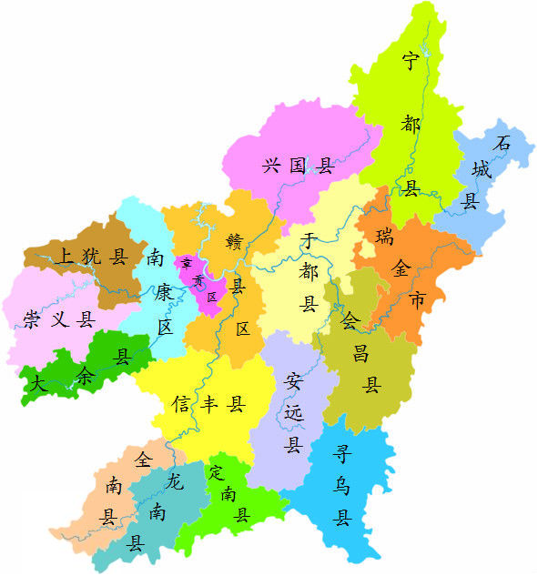 贛南行政區劃圖