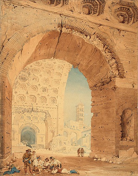 約翰·戈爾蒂特，1820年巡視羅馬。鉛筆水彩畫