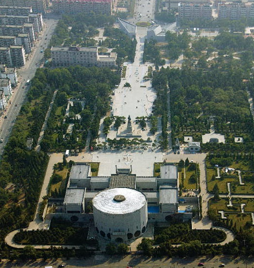 改造後的遼瀋戰役烈士陵園全景鳥瞰自北向南