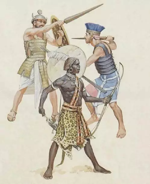 古埃及人的謝爾登人與努比亞人僱傭軍