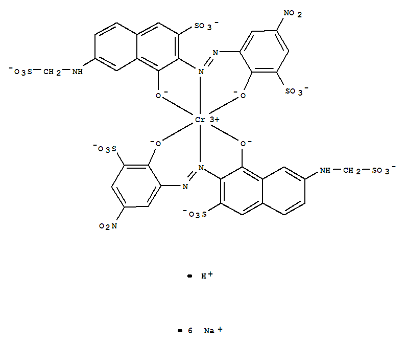 二[4-羥基-3-[（2-羥基-5-硝基-3-磺基苯基）偶氮]-6-[（磺基甲基）氨基]-2-萘磺酸根合]鉻酸氫六鈉