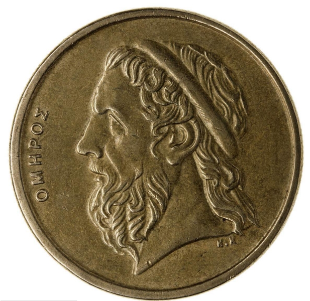 希臘錢幣上的荷馬肖像