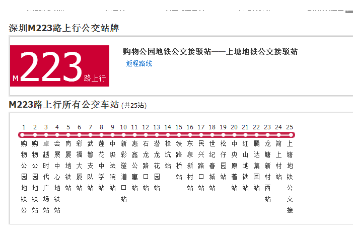 深圳公交M223路 深圳公交M223路