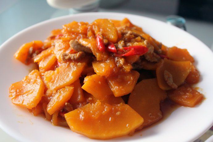 南瓜扒肉片 南瓜扒肉片