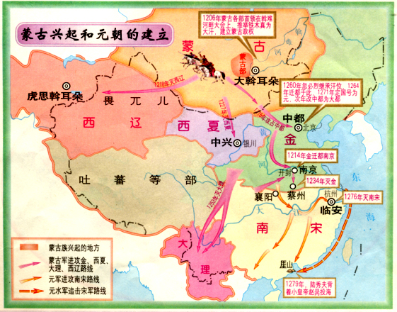 國中歷史地圖冊中的蒙元統一戰爭