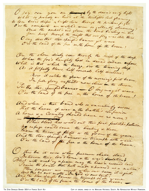 弗朗西斯·斯科特·基的《星條旗》手稿