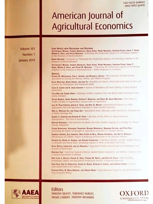 AMERICAN JOURNAL OF AGRICULTURAL ECONOMICS AMERICAN JOURNAL OF AGRICULTURAL ECONOMICS