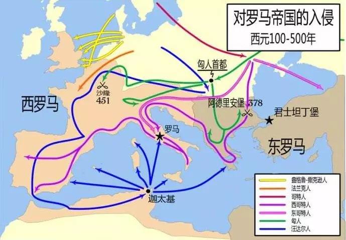民族大遷徙時代 各蠻族對羅馬帝國的摧殘