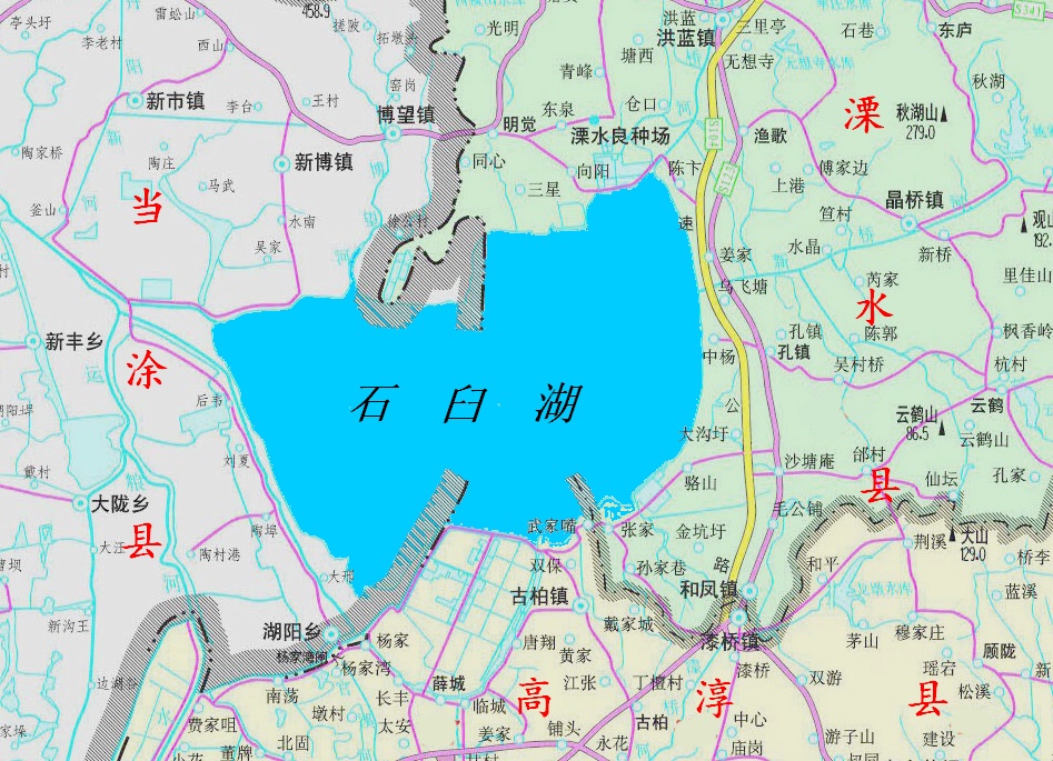 石臼湖的位置及境域示意圖