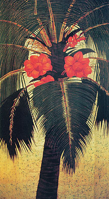 海椰子樹圖案花布壁掛