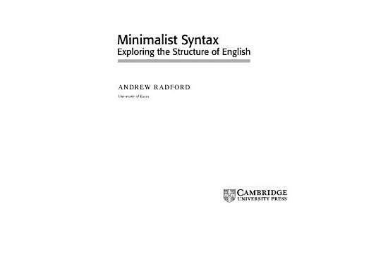 Minimalist Syntax