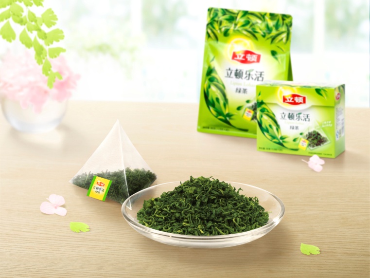 立頓樂活透明三角茶包綠茶茶葉展示