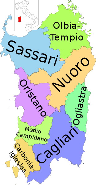 圖4.撒丁大區行政區劃圖