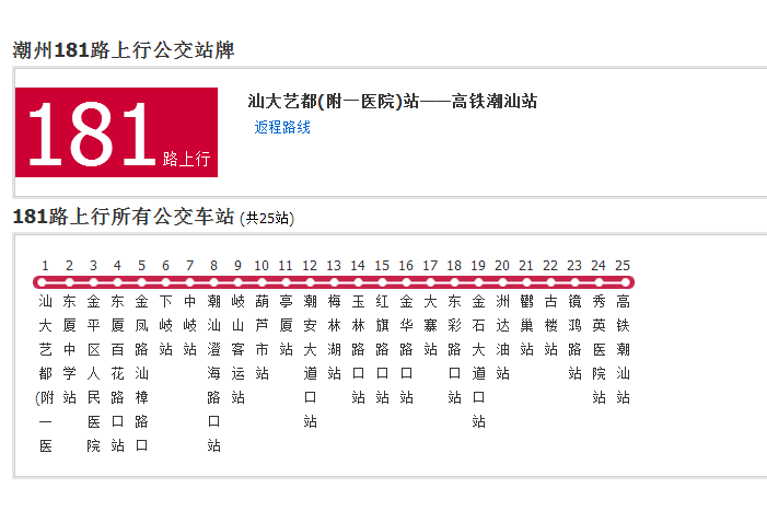潮州公交181路 潮州公交181路