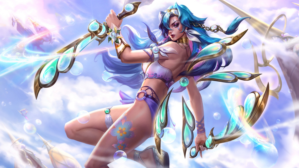 碧空游紀(《英雄聯盟手遊》中不祥之刃卡特琳娜的一款手遊首發夏日限定皮膚。) 碧空游紀(《英雄聯盟手遊》中不祥之刃卡特琳娜的一款手遊首發夏日限定皮膚。)