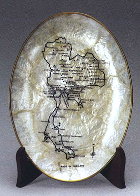 螺鈿繪泰國地圖橢圓盤