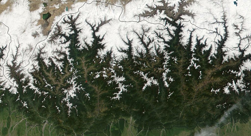 不丹衛星地圖