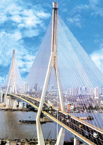 世界第一斜拉橋中國上海楊浦大橋