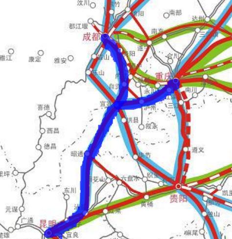 蓉昆高鐵與渝昆高鐵在國家《中長期鐵路網規劃》上的位置