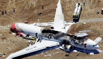 2013年7月6日，韓亞航班失事現場