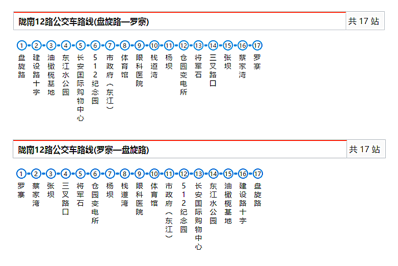 隴南公交12路 隴南公交12路