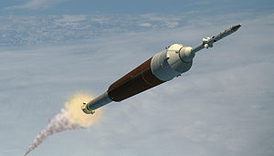 戰神一號運載火箭運載獵戶座太空船的想像圖