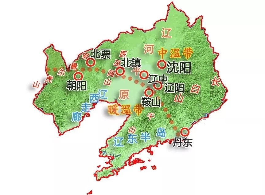 遼寧省的氣候分界圖