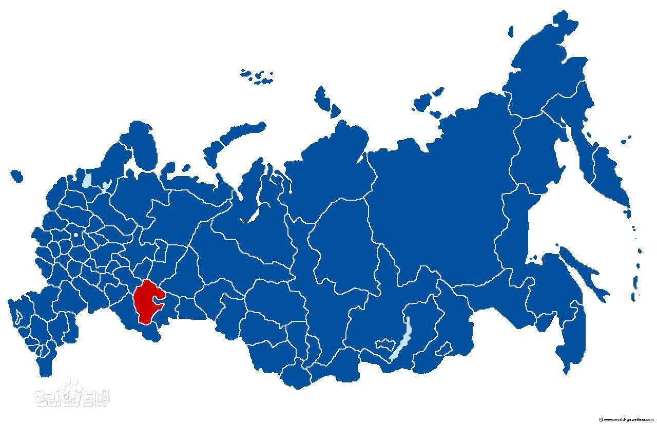 巴什科爾托斯坦共和國在俄聯邦的地理位置