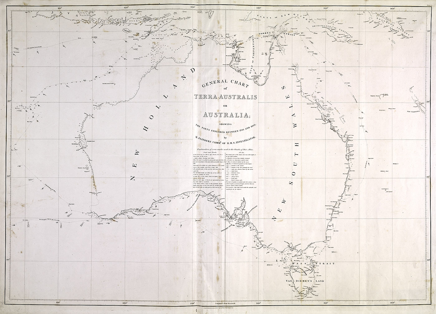 弗林德斯繪製的歷史上第一張澳大利亞海岸圖