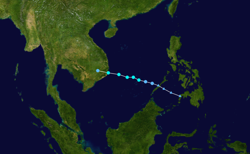 熱帶風暴紅霞路徑圖