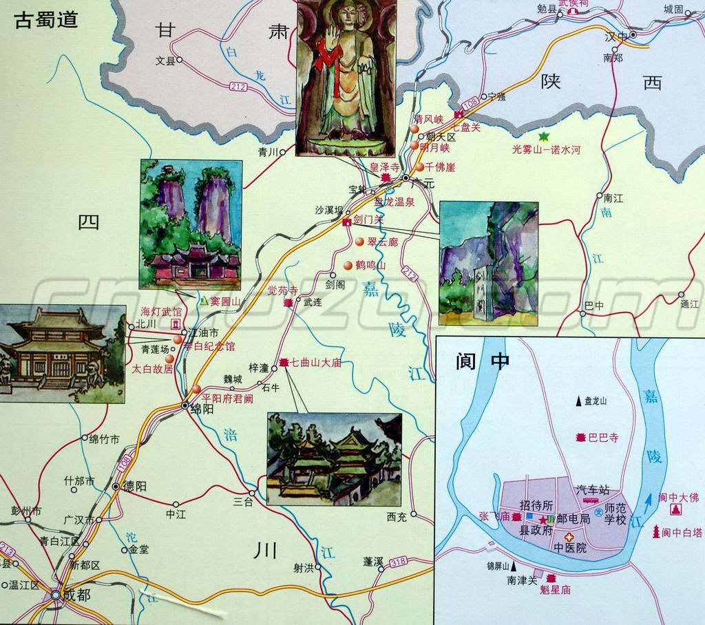 四川古蜀道景點分布圖
