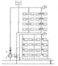 圖3  設閥前壓力調節器的分區式熱水供暖系統