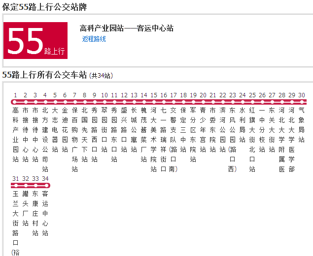 保定公交55路 保定公交55路