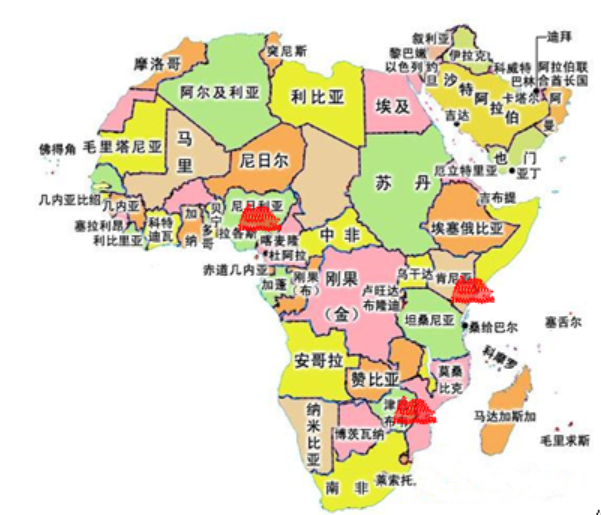 非洲代理分布圖