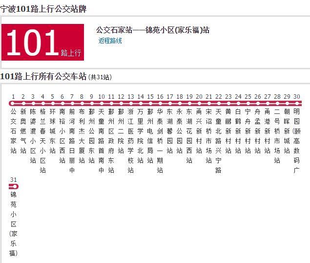 寧波公交101路 寧波公交101路