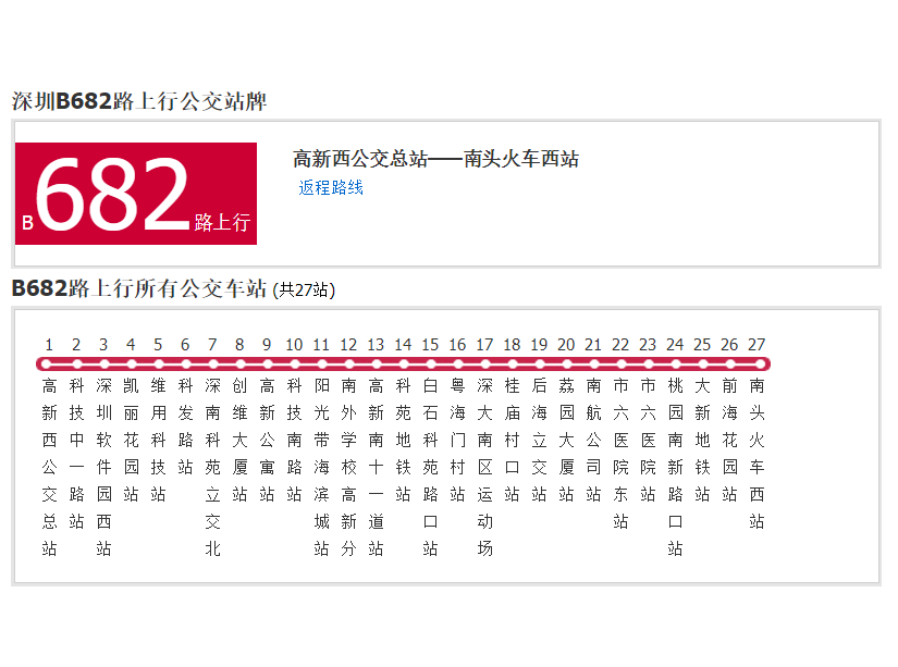 深圳公交B682路 深圳公交B682路