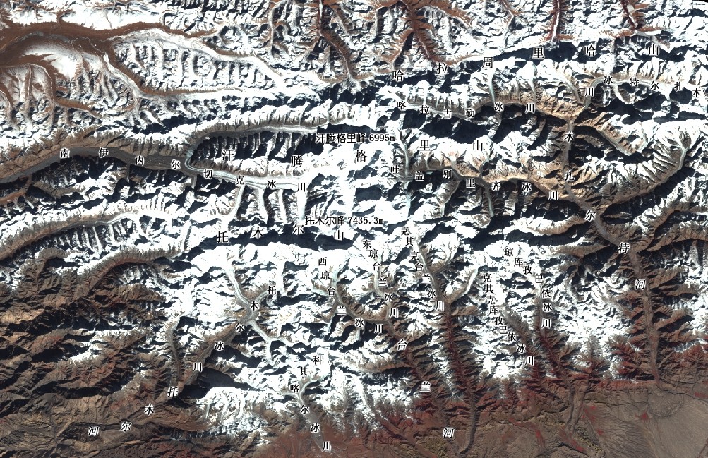 托木爾峰地區主要冰川分布
