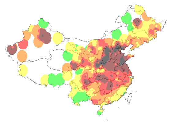 中國空氣污染地圖