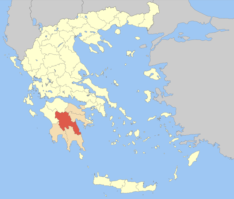 阿卡迪亞的位置(圖中紅色區域)