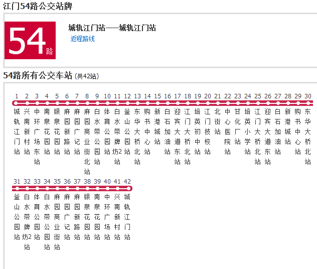 江門公交54路 江門公交54路