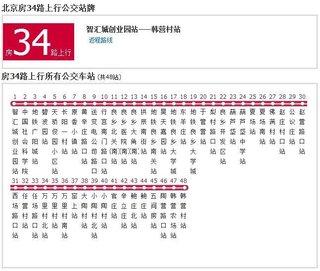 北京公交F34路 北京公交F34路