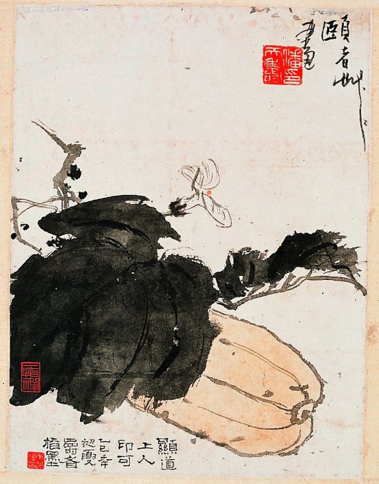 南瓜圖(潘天壽創作的紙本設色畫) 南瓜圖(潘天壽創作的紙本設色畫)