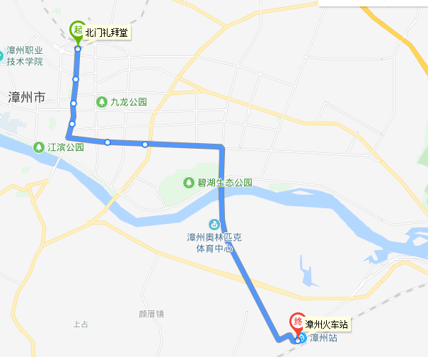 漳州公交K1路大站快線路線圖