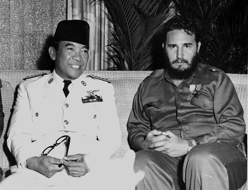 1960年在古巴與卡斯楚會面