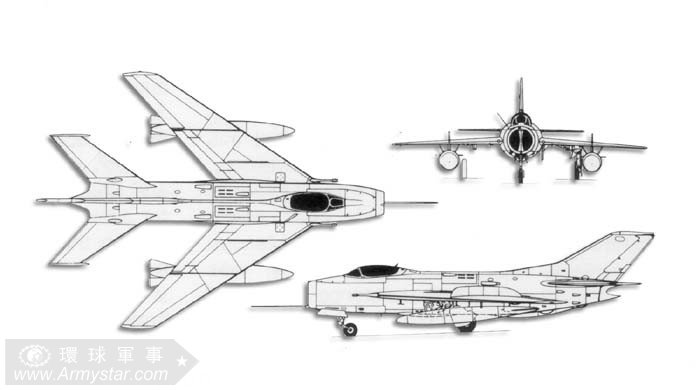 米格-19戰鬥機三視圖