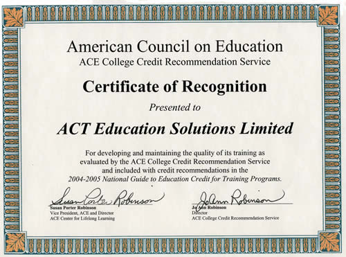 美國ACT教育考試委員會認證書