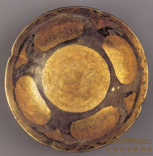 中國國家博物館唐花鳥紋金花銀碗藏品圖片