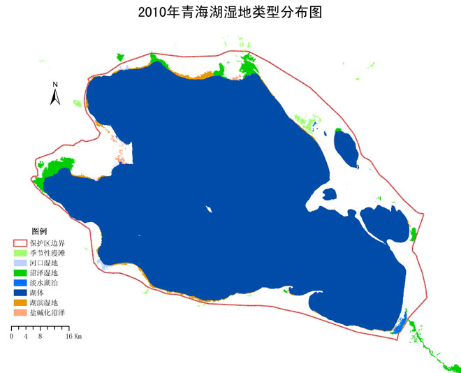 青海湖濕地分布及類型圖