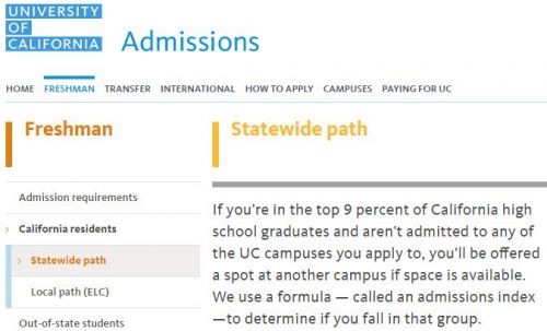 加州大學政策（加州大學官網截圖）
